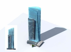蓝色商业蓝灰色的商业高层3D模型