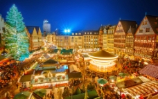 德国法兰克福圣诞夜景图片