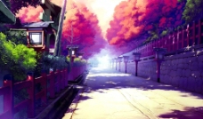 日系水彩手绘街景幽静图片