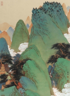 中华文化中国画青山绿水工笔重图片