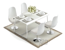 餐桌组合3d模型餐桌椅组合