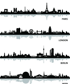 柏林伦敦城市剪影巴黎伦敦柏林维也纳图片