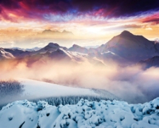风景季丽美丽的冬季雪山风景图片