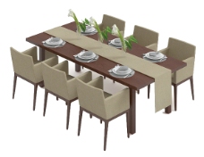 餐桌组合餐桌椅组合3d模型