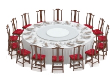餐桌组合圆形餐桌椅组合3d