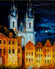 城市夜景刀油画
