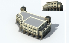模仿欧式古典仿古风格公共建筑3D立体模型