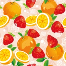 美味橙子草莓插画矢量