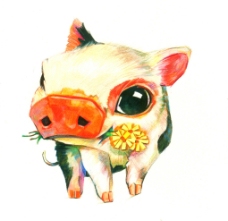 彩铅小猪图片