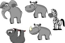 卡通大象 犀牛图片