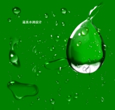高清绿色水滴特写素材图片