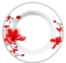 餐具花纹 时尚红花图片