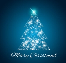 闪亮蓝色圣诞树背景