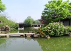 庭院湖景图片