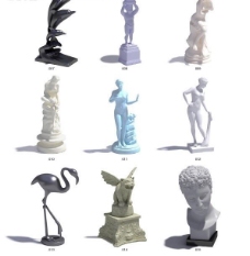 造型人物九款人物动物雕塑造型3D模型图