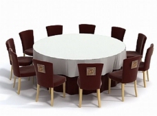 餐桌组合欧式12座餐桌椅组合3D模型