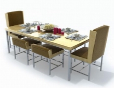 餐桌组合现代大方餐桌椅组合3D模型