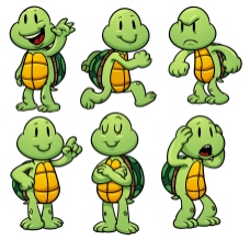 动作表情六种动作和表情的乌龟