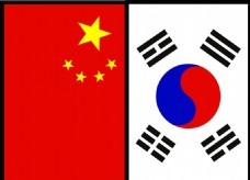 中国韩国国旗矢量