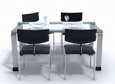餐桌组合餐厅4座餐桌椅组合3D模型