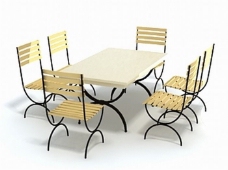 餐桌组合时尚6座餐桌椅组合3D模型