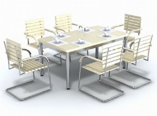 餐桌组合6座餐桌椅组合3D模型