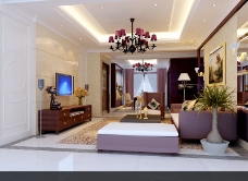 室内空间豪华室内客厅空间3d模型
