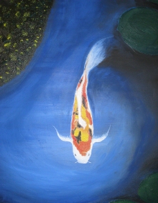 小金鱼油画图片