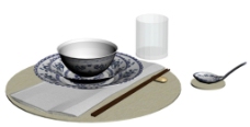 中式餐具3d模型图片