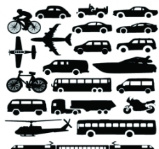 交通运输工具黑白矢量素材图片