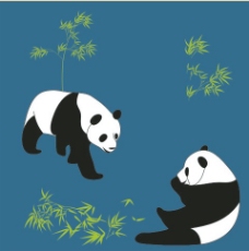 熊猫吃竹图