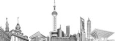 上海建筑上海标志性建筑线稿矢量素材图片