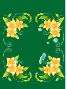 百合 花纹 花朵 蝴蝶 背景图片