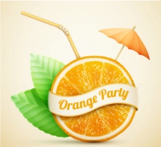 创意橙汁派对海报矢量素材图片