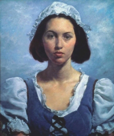 女青年肖像油画