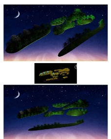 意境夜色树林风景图片