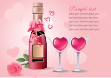 玫红色玫瑰粉色香槟求爱背景图