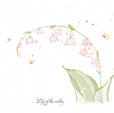 欧式花纹背景手绘矢量铃兰花线条花朵