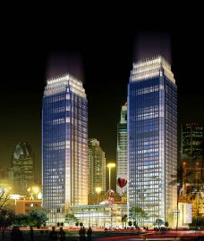 商业大厦夜景效果图片