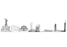 广州标志建筑线描图