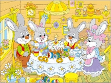 卡通兔子之家插画矢量素材
