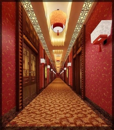 中式酒店模型